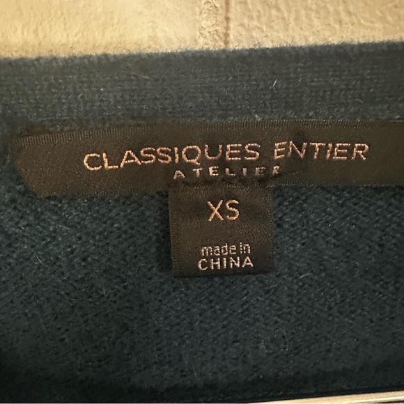 Vintage Classiques Entier 100% Cashmere cardigan. Teal XS - Picture 3 of 4